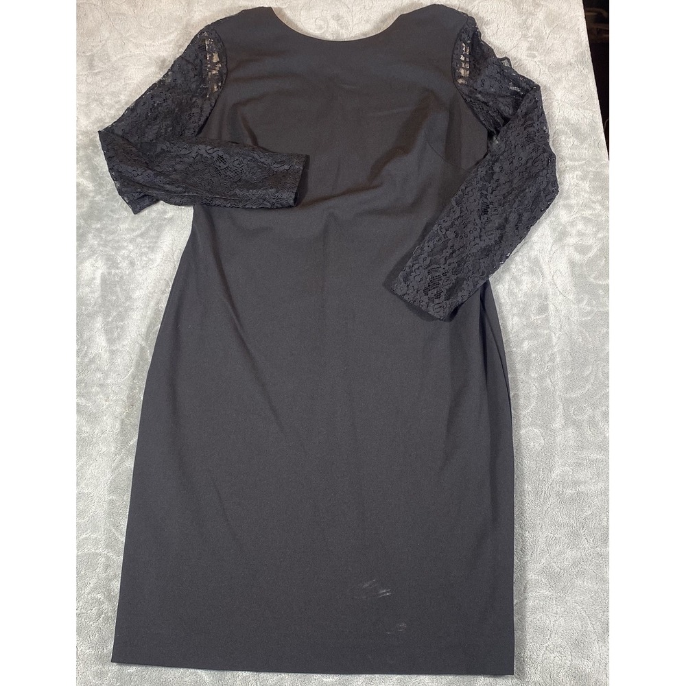 Ralph Lauren Cocktail Dress Women‎ 12 Keanu Lace Inset Long Slv Black Formal NWT - Picture 2 of 14